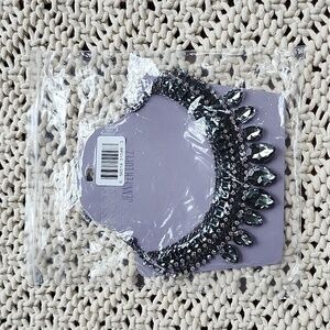 NWT Jennifer Lopez Gray Jeweled Statement Necklace